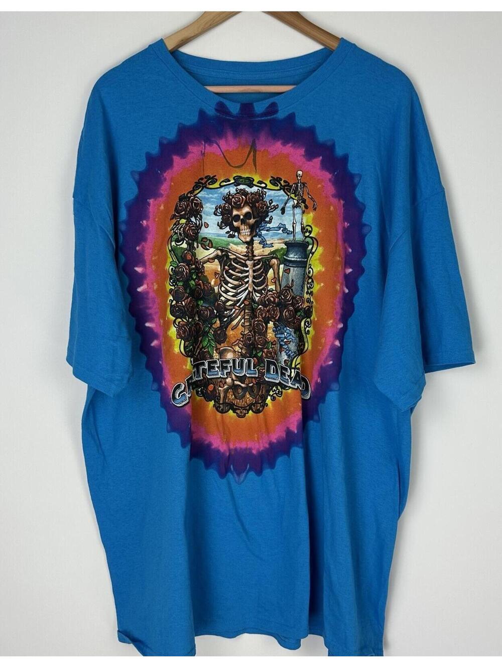 Grateful Dead 1998 Skull Rose Bone T Shirt 3XL Liquid Blue Philadelphia Eagles